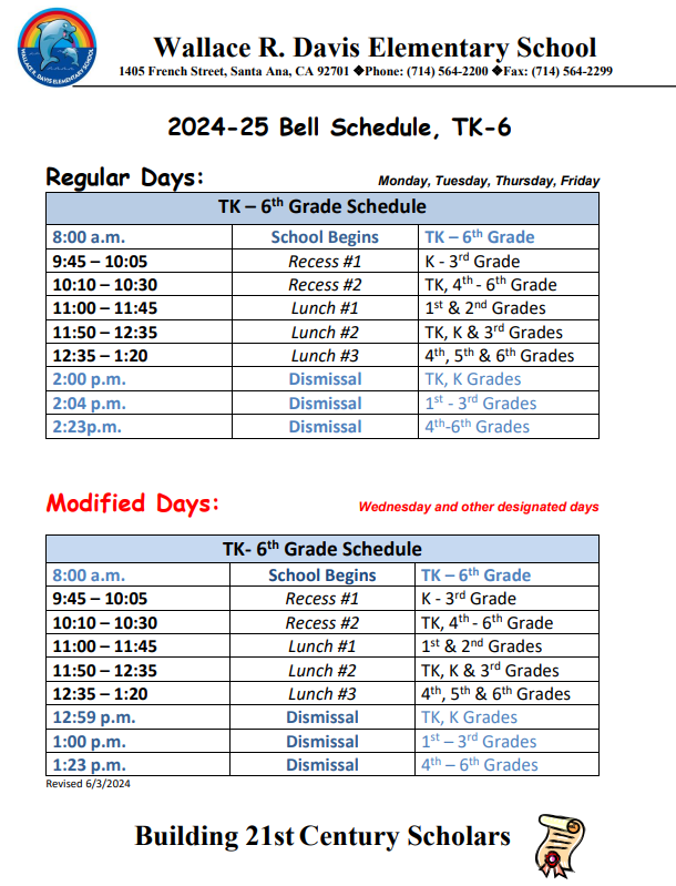 Bell Schedule